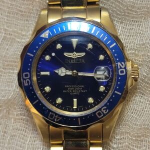 Invicta Gold and Blue Quartz Watch